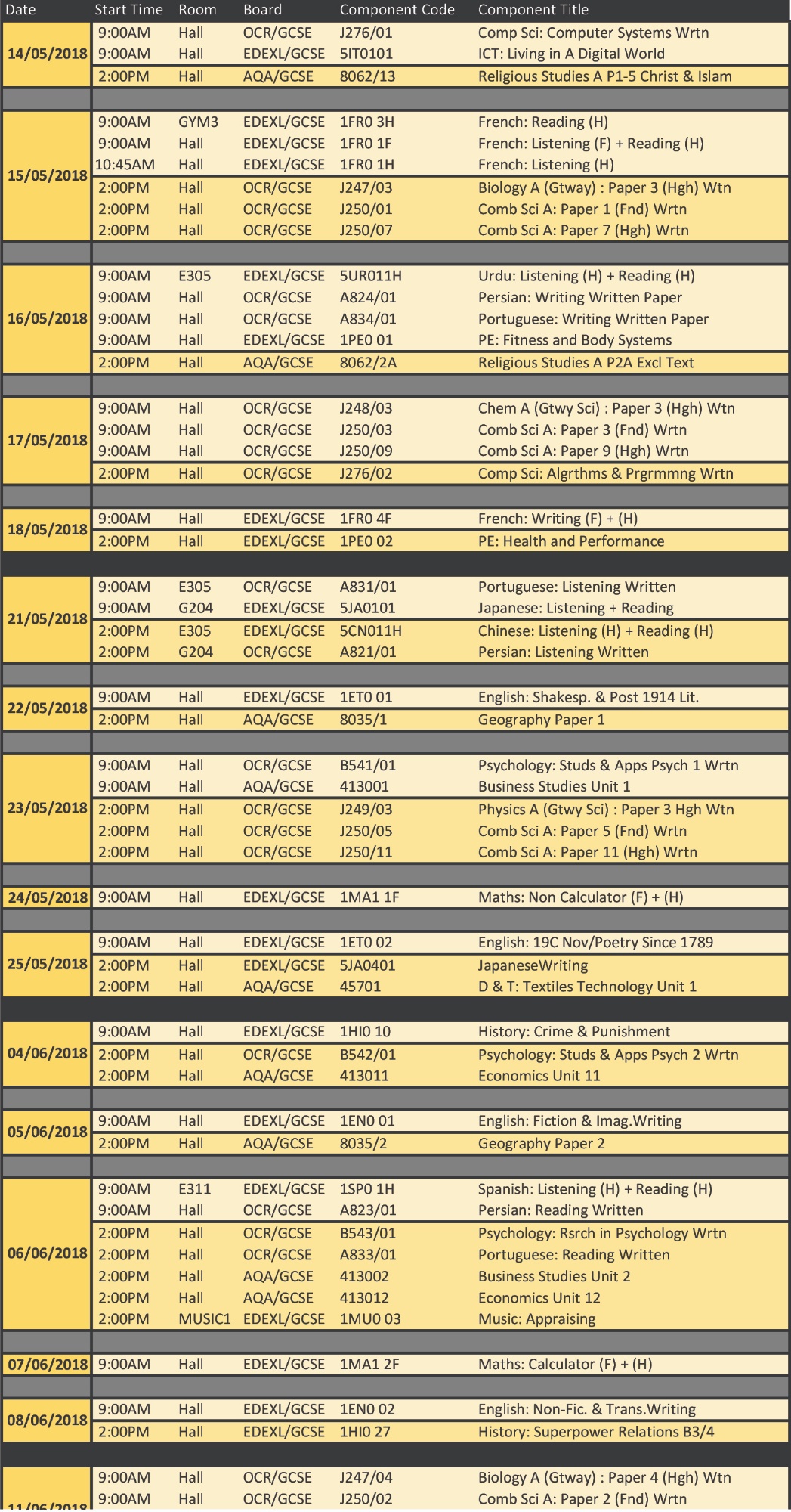 2022 Exam Schedule Ashcroft Technology Academy - Exam Timetables